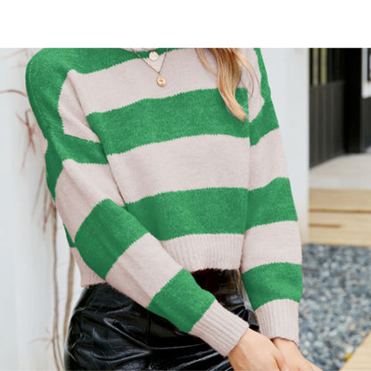 Womens Cropped Striped Sweater