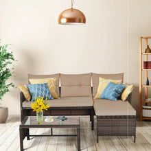 Load image into Gallery viewer, Outdoor Wicker 3 Seater Sofa Set with Leg Rest and Coffee Table
