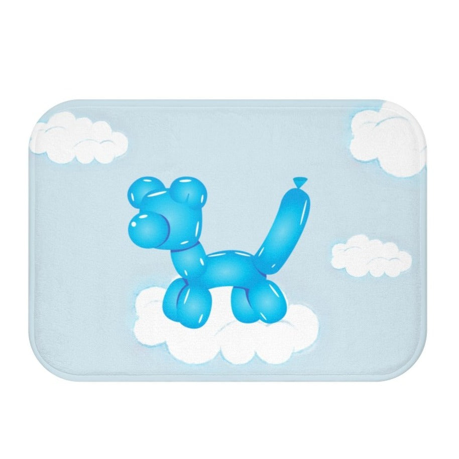 Balloon Dog on Clouds Bath Mat