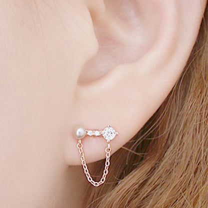 Clara Chain Hoop Earrings with 14K Gold Pin