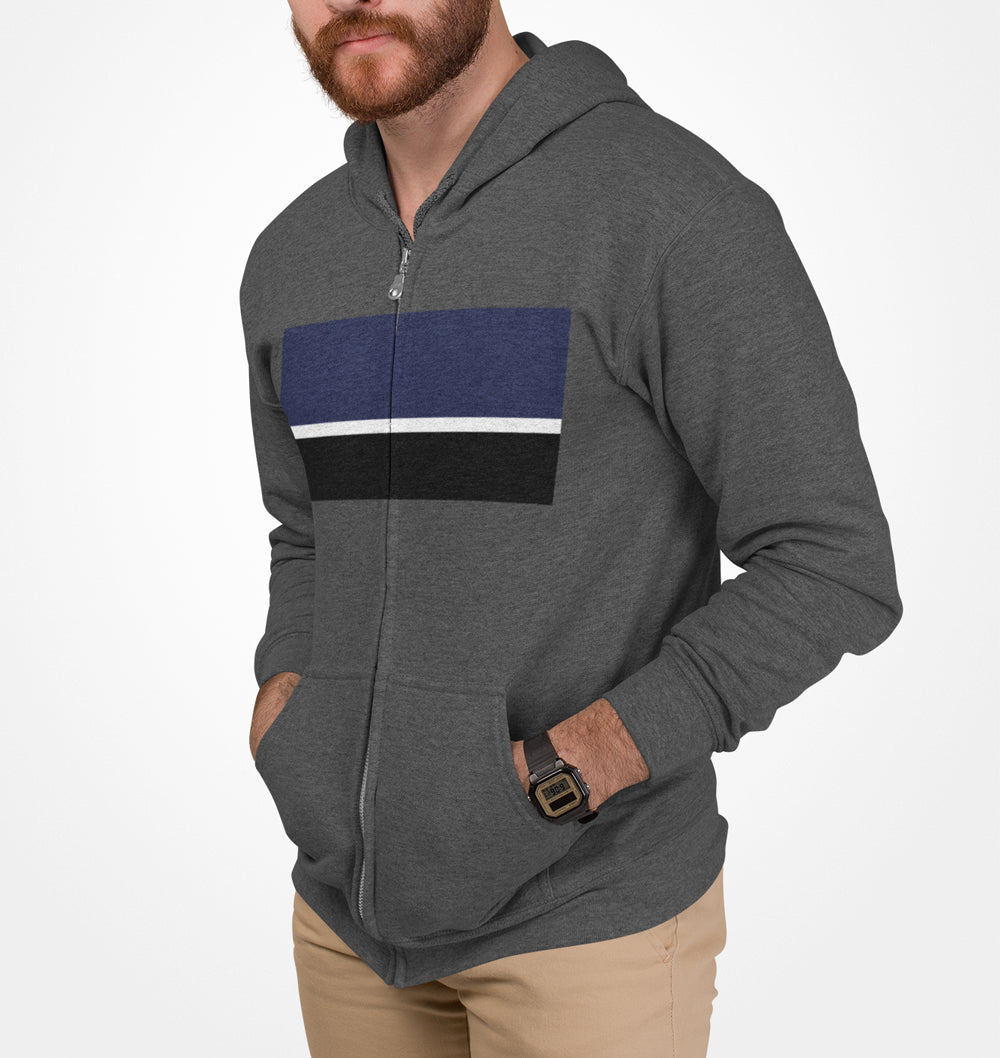 Mens Multi Strip Heavy Blend Zip Up Hoodie