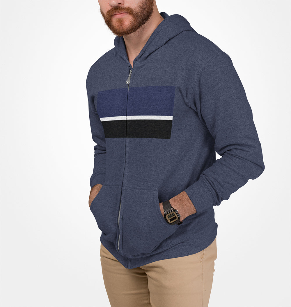 Mens Multi Strip Heavy Blend Zip Up Hoodie