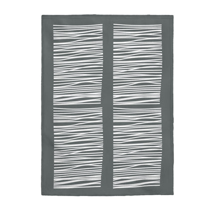 Dark Gray Abstract Lines Plush Blanket Throw