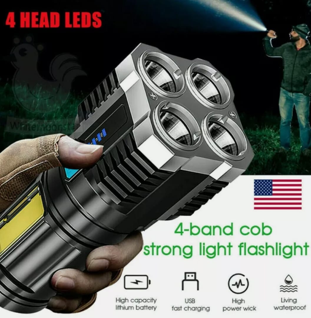 Ultra Bright Waterproof Outdoor LED Flashlight with Side Lamp