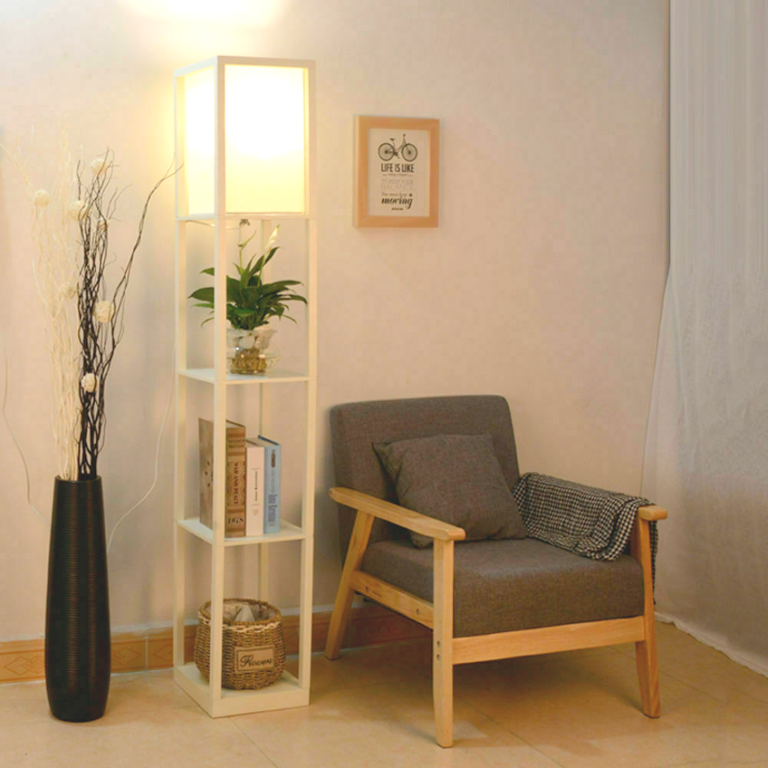 Contemporary Single Standing Lamp Lighting in White