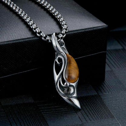 Drop Pendant with Tiger Eye Stone Necklace