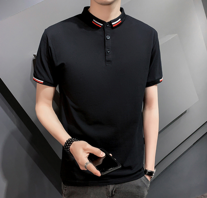 Mens Short Sleeve Polo Shirt with Collar Details