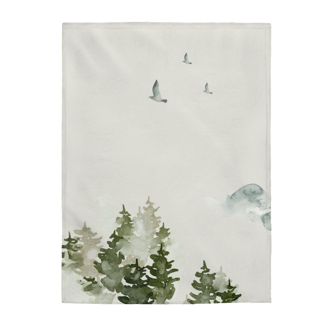 Birds Over Forest Blanket Plush Throw