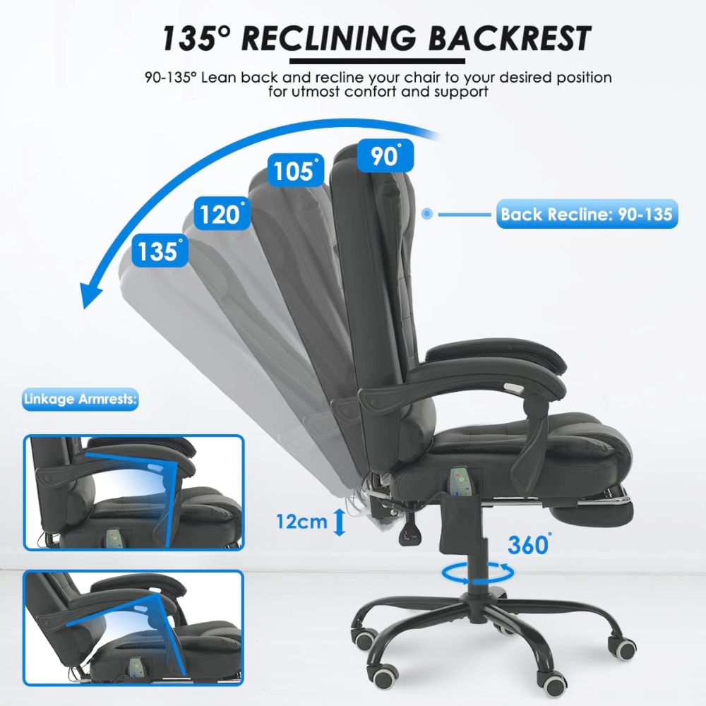 Premium Office 5 Massage Mode Chair with Footrest