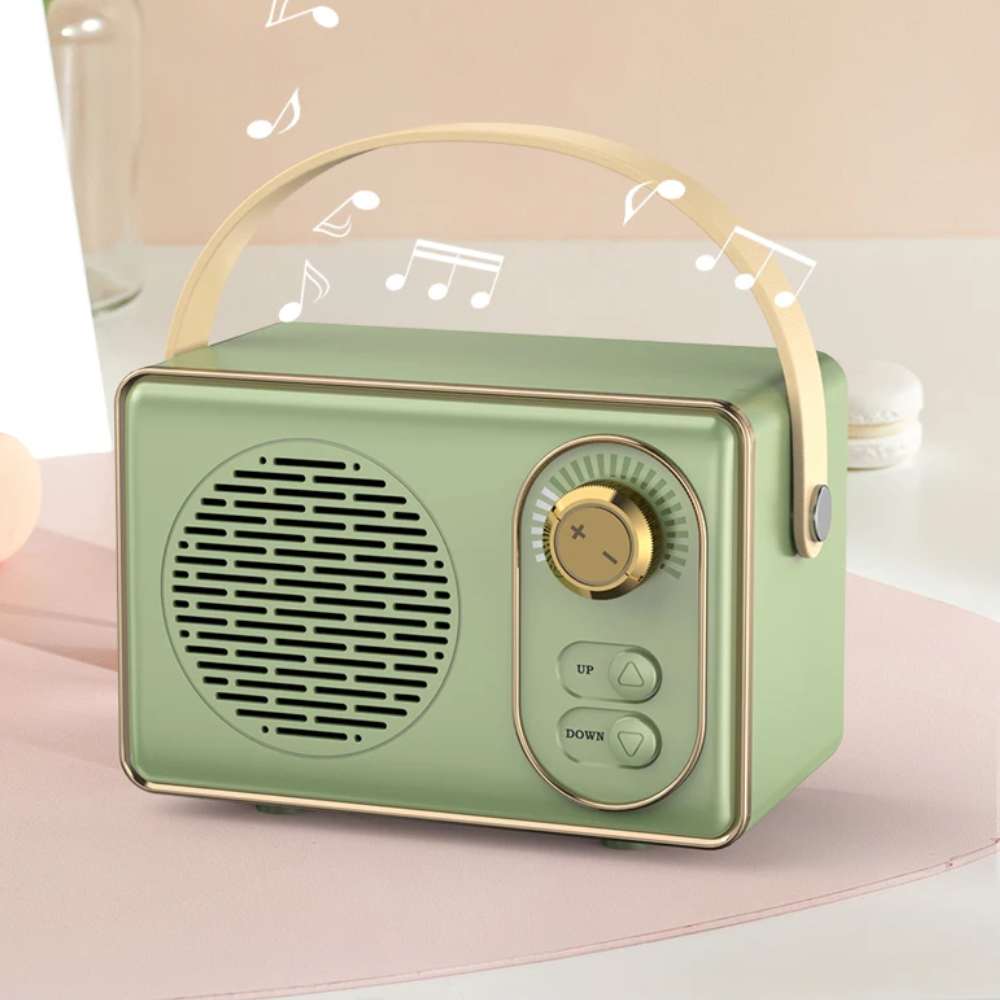 Onetify Retro Mini Wireless Bluetooth Speaker with Knob Adjustment