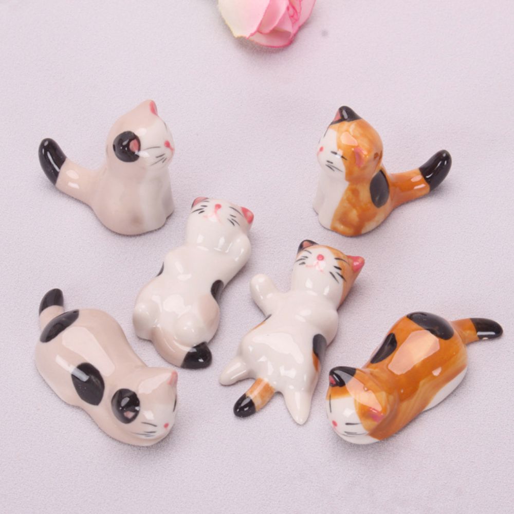 Porcelain Cat Chopstick Holders Set