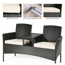 Load image into Gallery viewer, Outdoor Wicker Patio Loveseat Chair with Table
