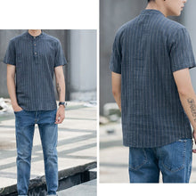 Load image into Gallery viewer, Mens Short Sleeve Striped Linen Top
