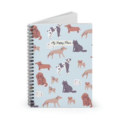 My Happy Place Dog Pattern Spiral Notebook
