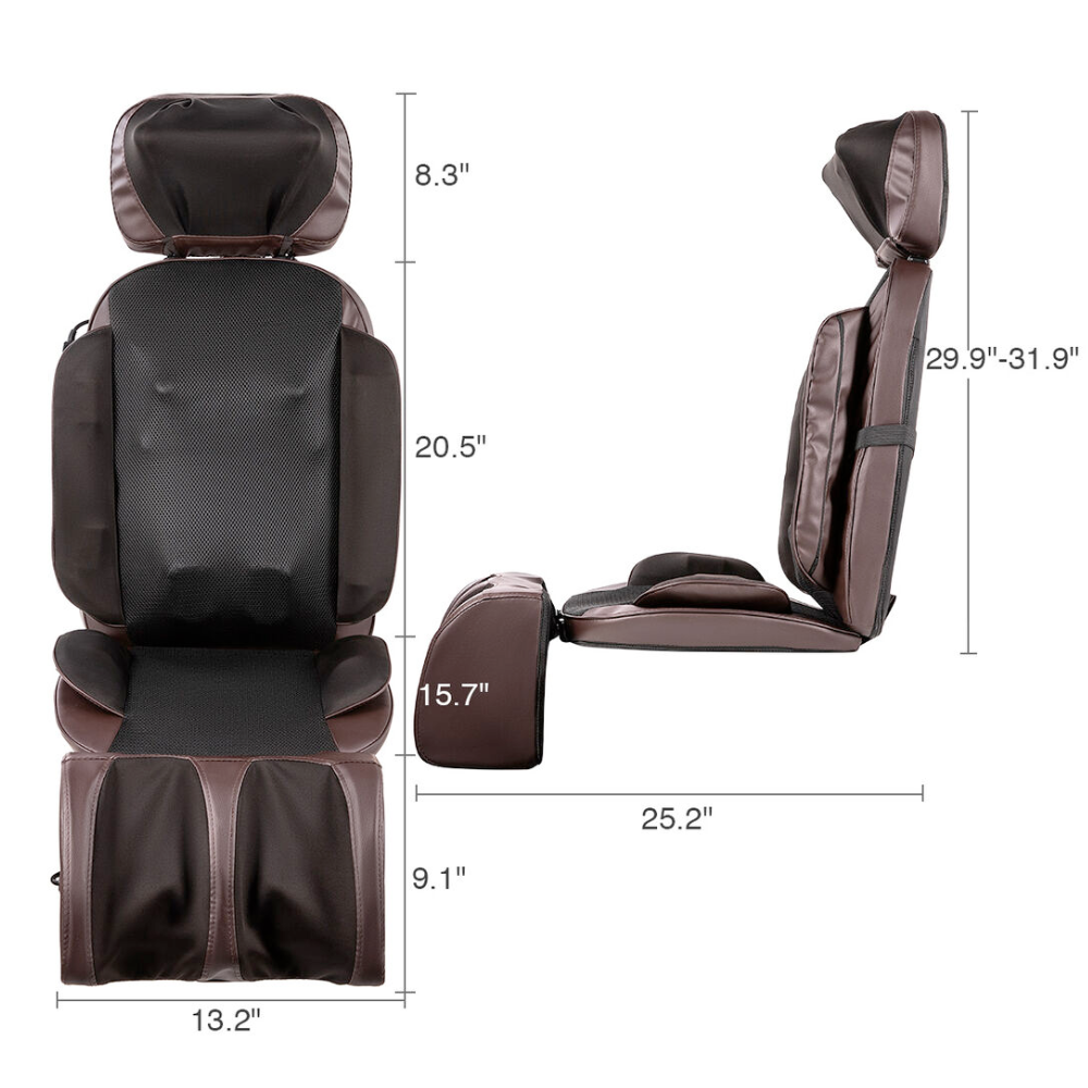 Premium Heated Massage Seat Pad with Extended Leg Massager