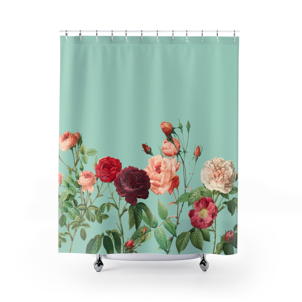 Rose Garden in Teal Shower Curtains Home Decor