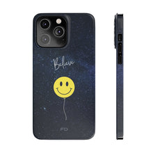Load image into Gallery viewer, Smiley Face in Space Believe Slim Case for iPhone
