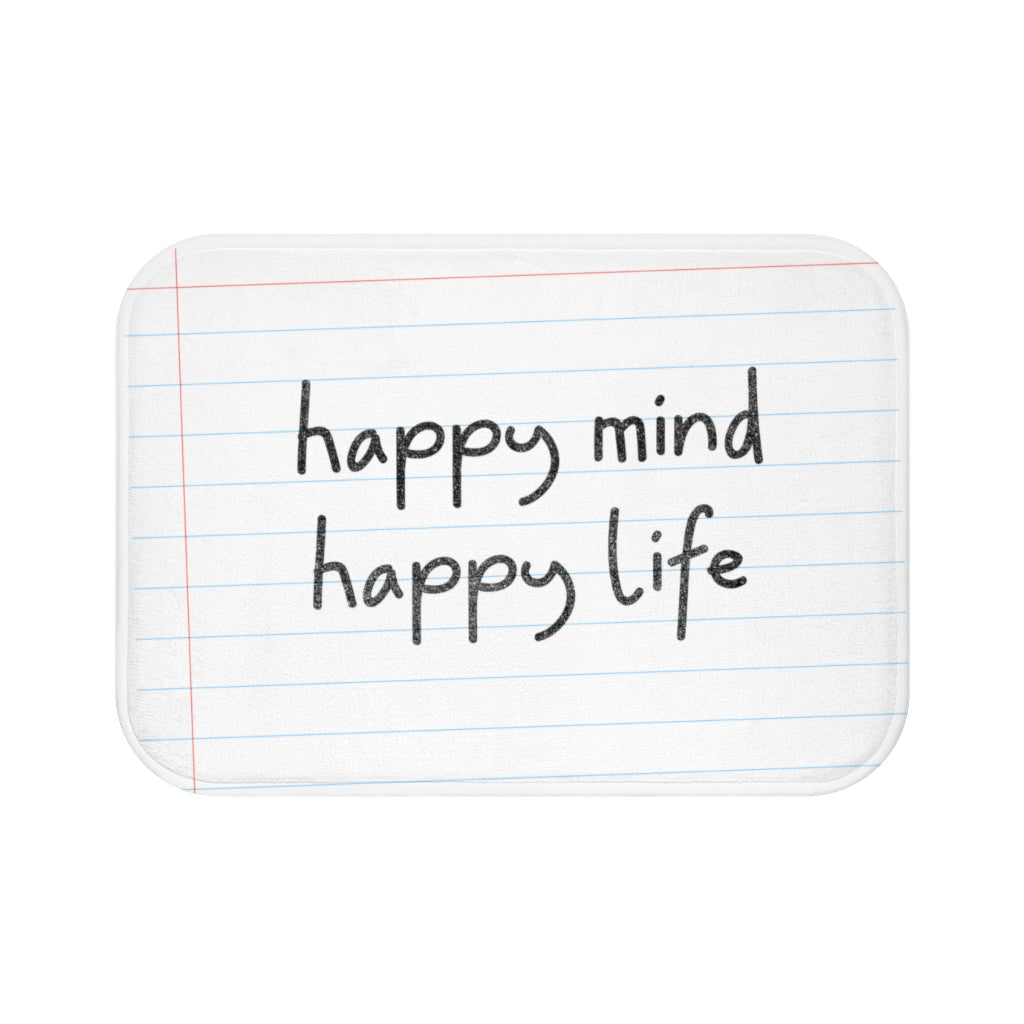 Happy Mind, Happy Life Pencil Font Bath Mat
