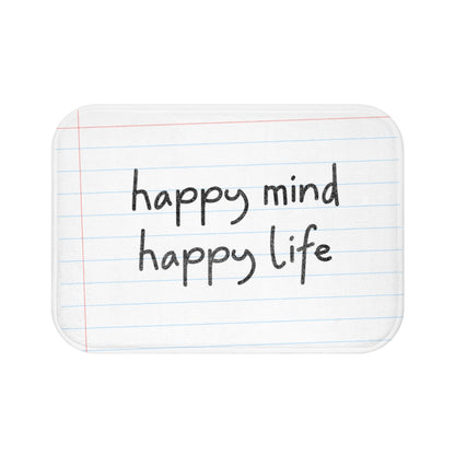 Happy Mind, Happy Life Pencil Font Bath Mat