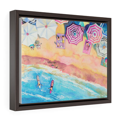 Colorful Day at the Beach Horizontal Framed Premium Gallery Wrap Canvas