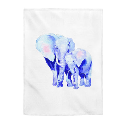 Mother and Baby Auspicious Elephant Velveteen Plush Blanket