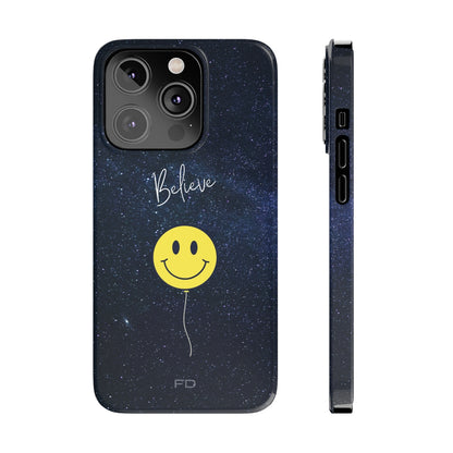 Smiley Face in Space Believe Slim Case for iPhone