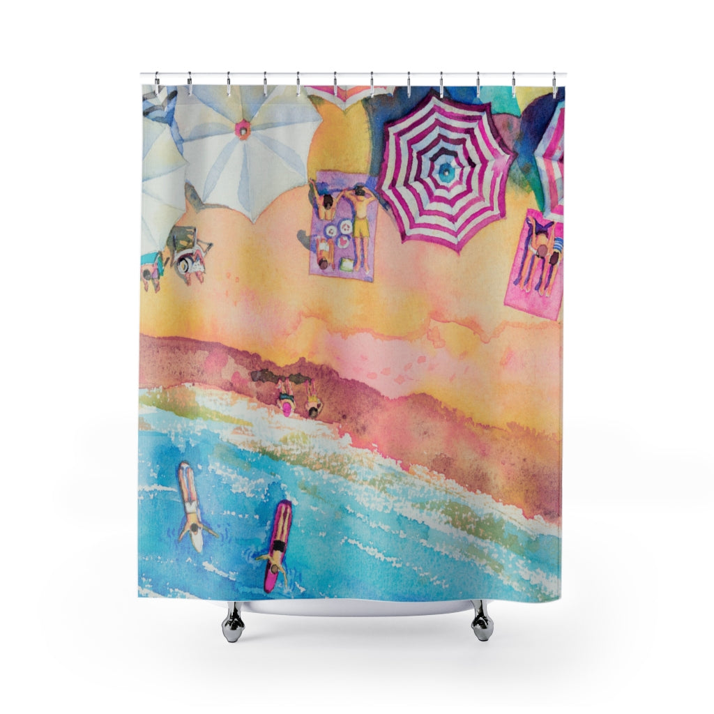 Colorful Day at the Beach Shower Curtains Home Decor