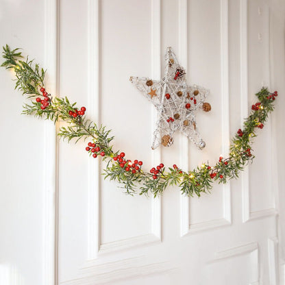 Holiday Red Berries Light Up Garland Decor