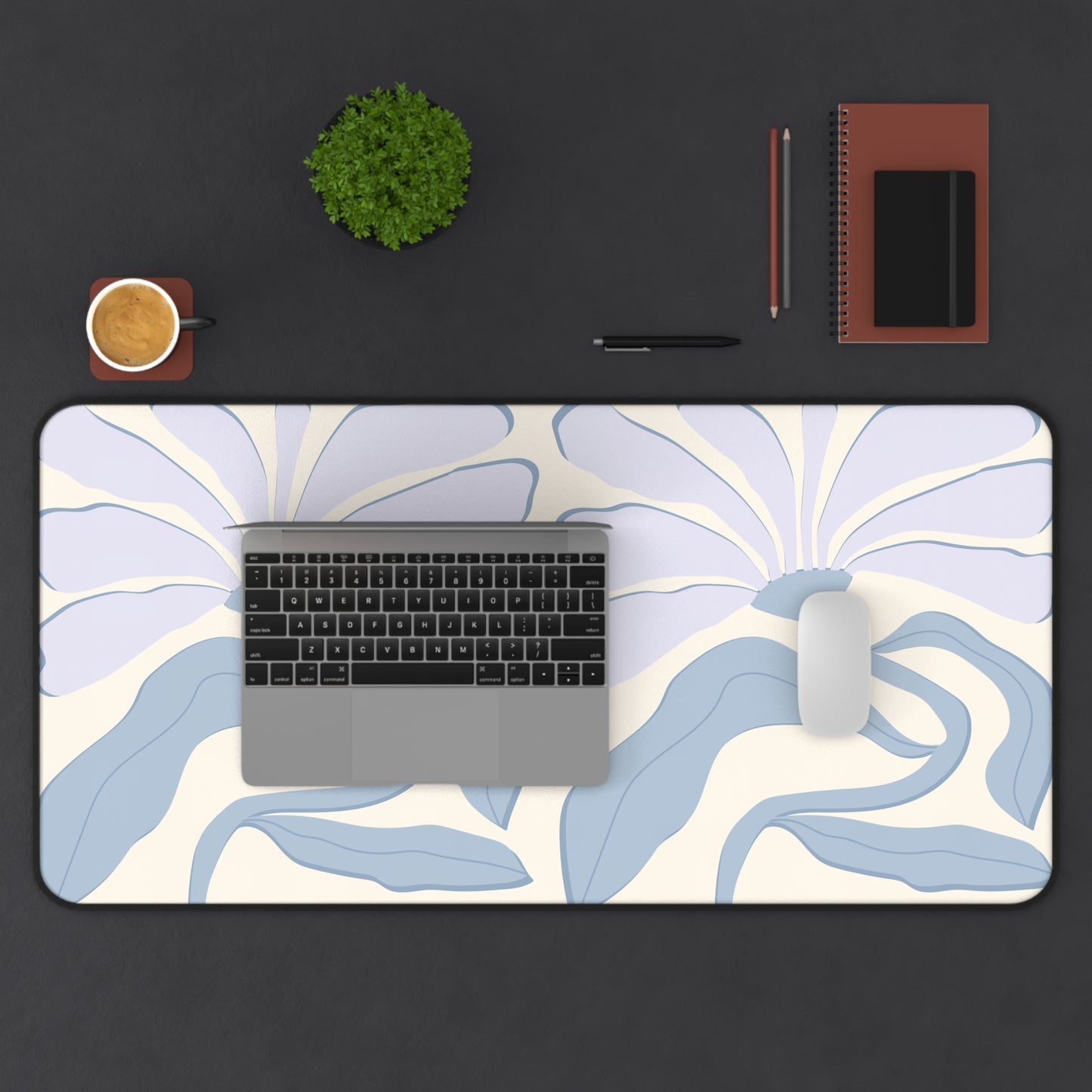 Purple Abstract Floral Desk Mat