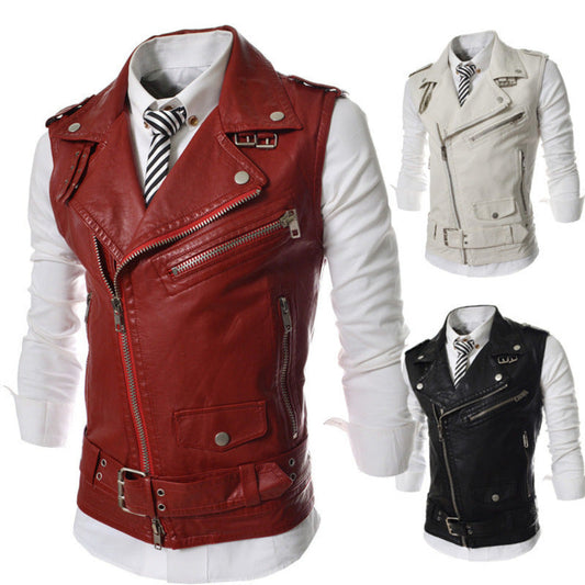 Mens Vegan Leather Biker Vest