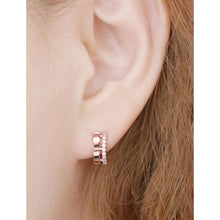 Load image into Gallery viewer, Sophia Small Hoop Crystal Earrings with 14K Gold Pin
