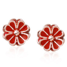 Load image into Gallery viewer, Daisy Red Stud Earrings with 14K Gold Pin
