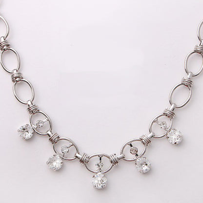 Alana Silver Chain Crystals Necklace