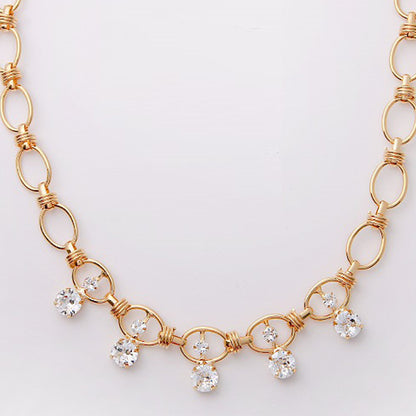 Alana Gold Chain Crystals Necklace