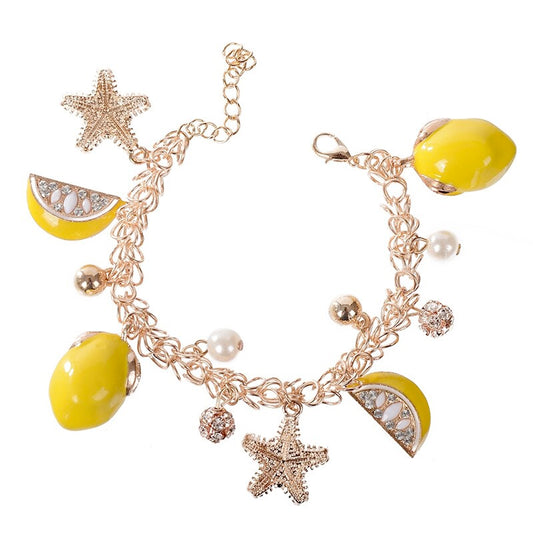 Jemma Starfish & Lemon Charm Link Bracelet
