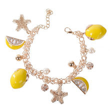 Load image into Gallery viewer, Jemma Starfish &amp; Lemon Charm Link Bracelet
