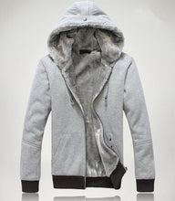 Load image into Gallery viewer, Mens Zipped Up Hoodie With Inner Winter Lining Layered in Gray
