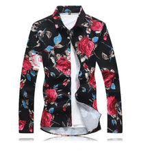 Load image into Gallery viewer, Mens Red Floral Long Sleeve Shirt
