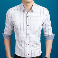 Load image into Gallery viewer, Mens Plaid Button Down Shirt in White
