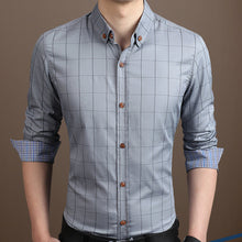 Load image into Gallery viewer, Mens Navy Blue Checkered Button Front Shirt
