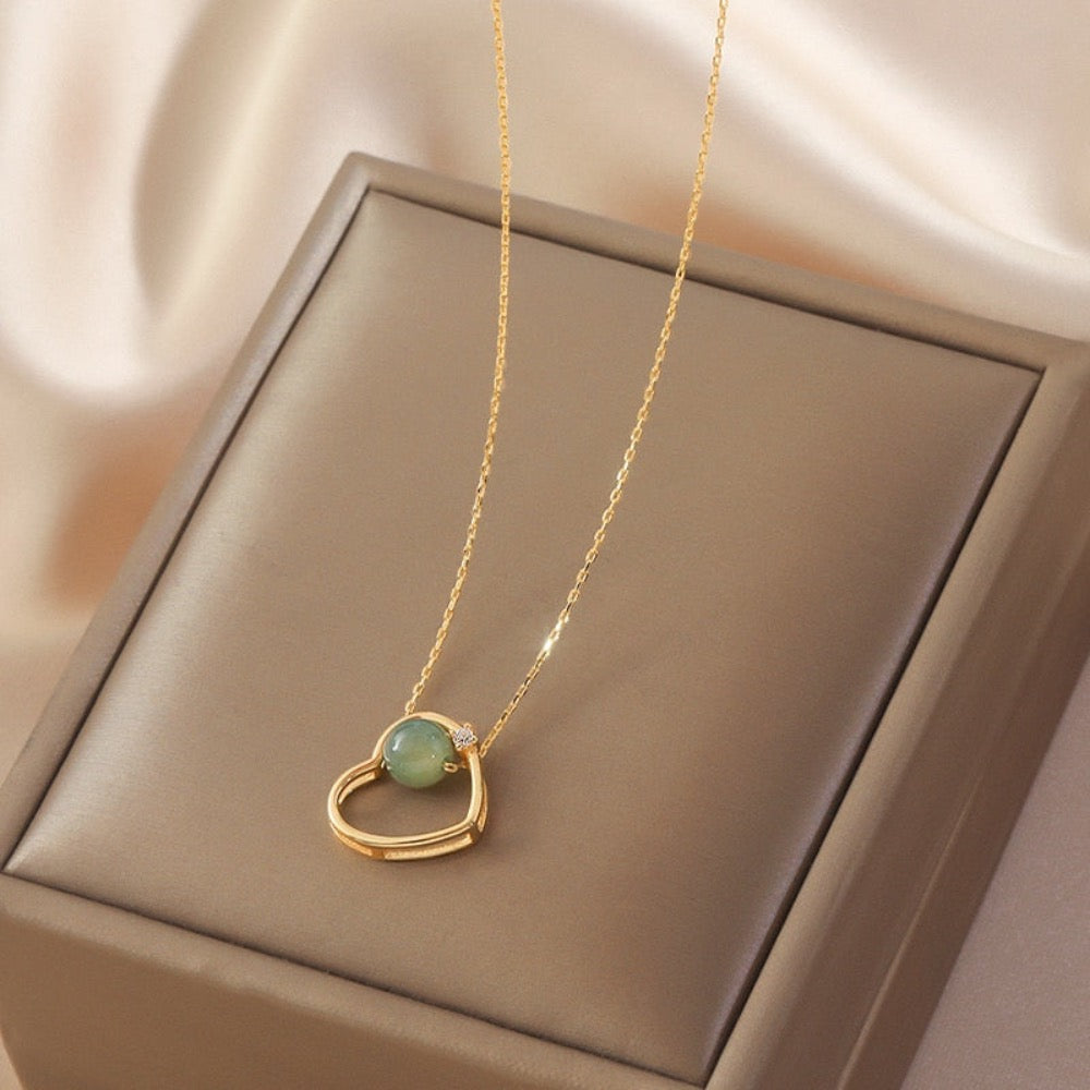 Golden Heart Theme Jade Necklace Buy 1 Get 2 Free