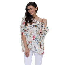 Load image into Gallery viewer, Womens Summer Floral Print Chiffon Tunic Top

