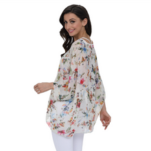 Load image into Gallery viewer, Womens Summer Floral Print Chiffon Tunic Top
