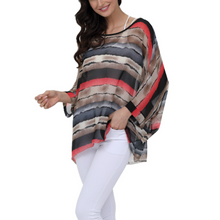 Load image into Gallery viewer, Womens Colorful Stripe Chiffon Tunic Top
