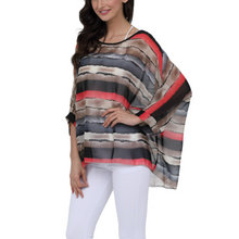 Load image into Gallery viewer, Womens Colorful Stripe Chiffon Tunic Top
