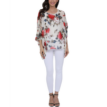 Load image into Gallery viewer, Womens Rose Floral Print Chiffon Top
