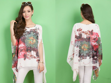 Load image into Gallery viewer, Womens Peony Batwing Chiffon Top
