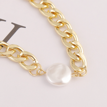 Womens Chain Bracelet with Faux Pearl Pendant