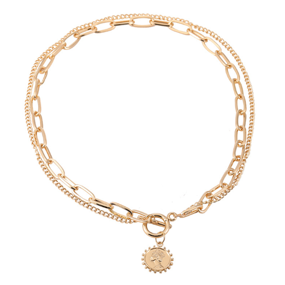 Womens Chain Style Necklace With A Coin Pendant