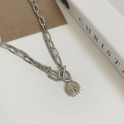 Womens Chain Style Necklace With A Coin Pendant